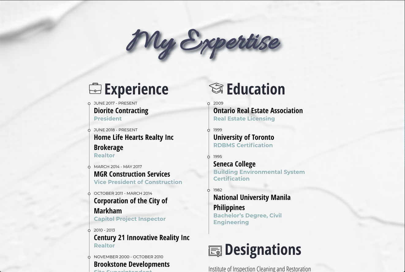Screenshot of the Diorite Contracting app