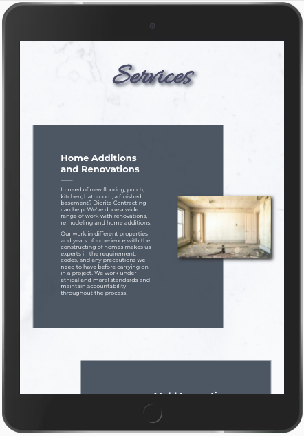 Screenshot of the Diorite Contracting app