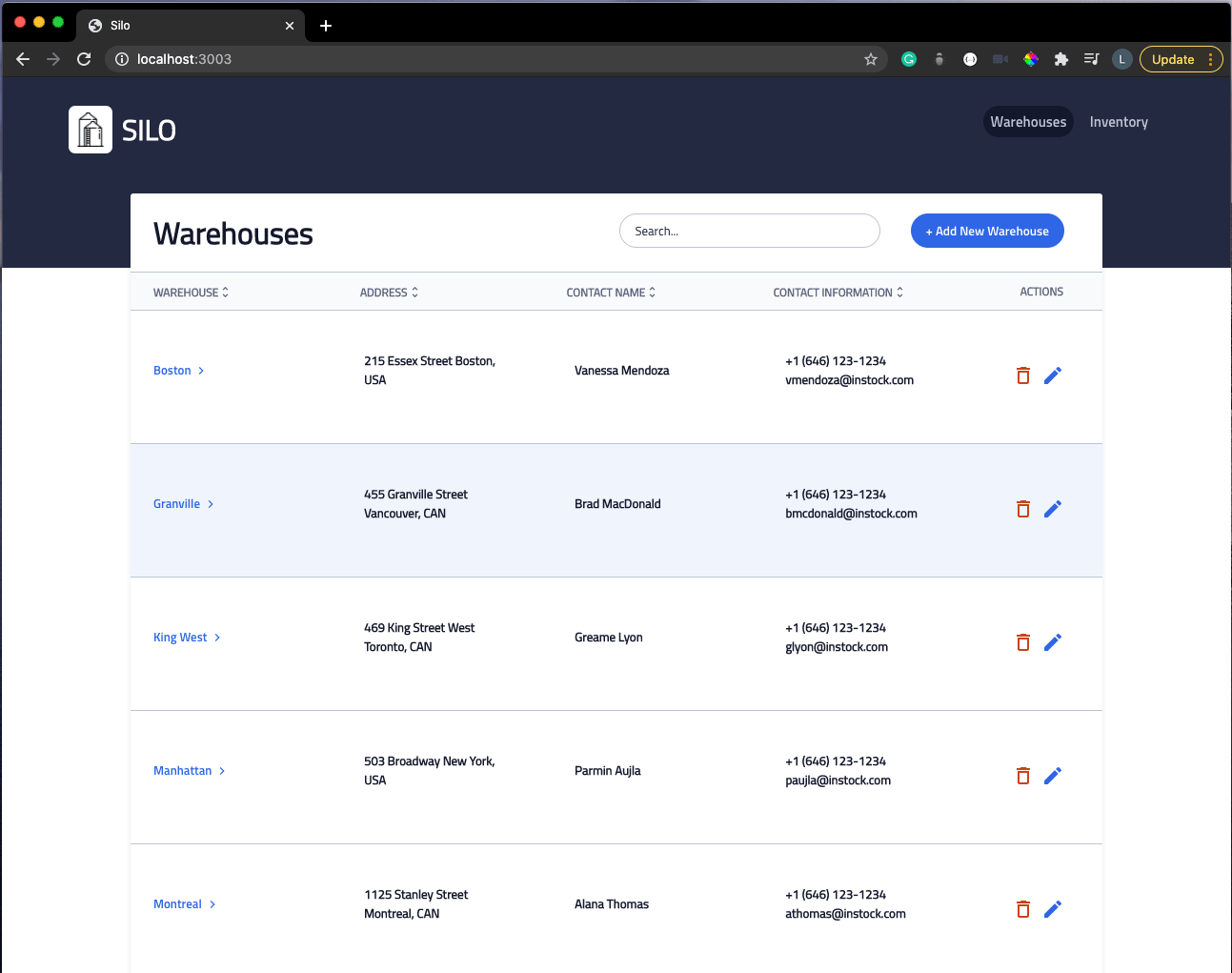 Screenshot of the Silo app