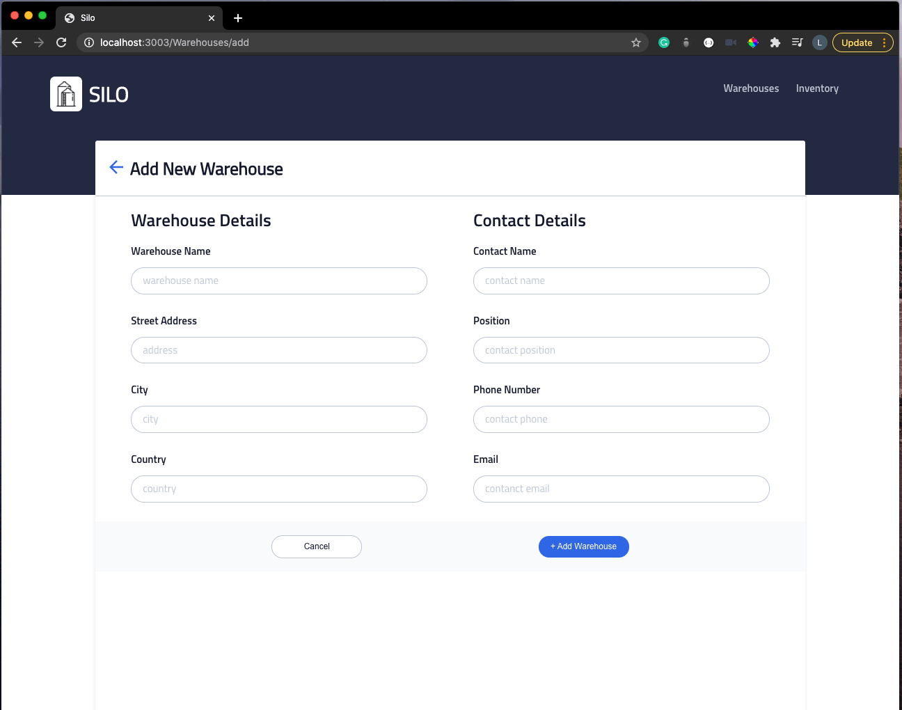 Screenshot of the Silo app