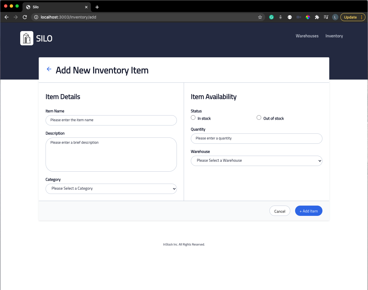 Screenshot of the Silo app