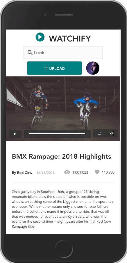 Screenshot of the Watchify app