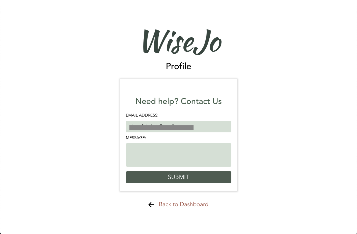 Screenshot of the WiseJo app