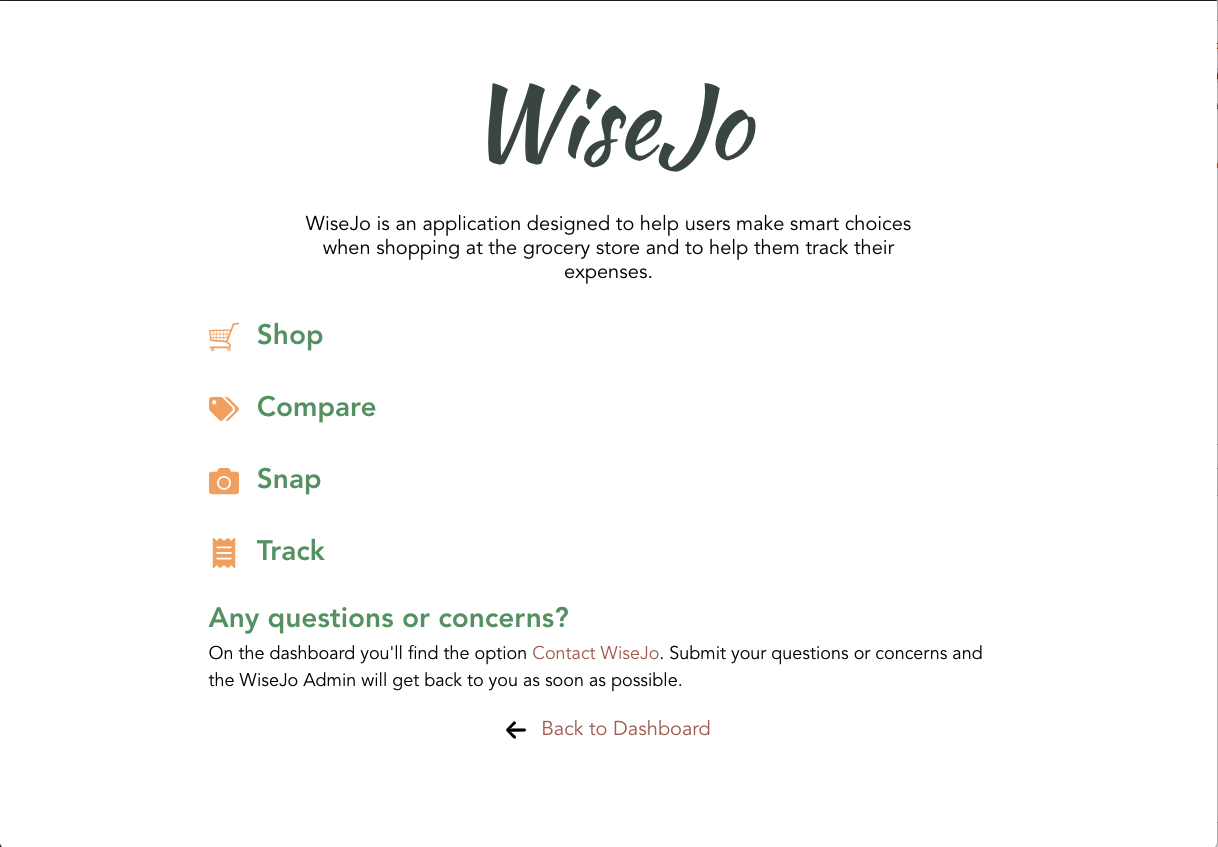 Screenshot of the WiseJo app