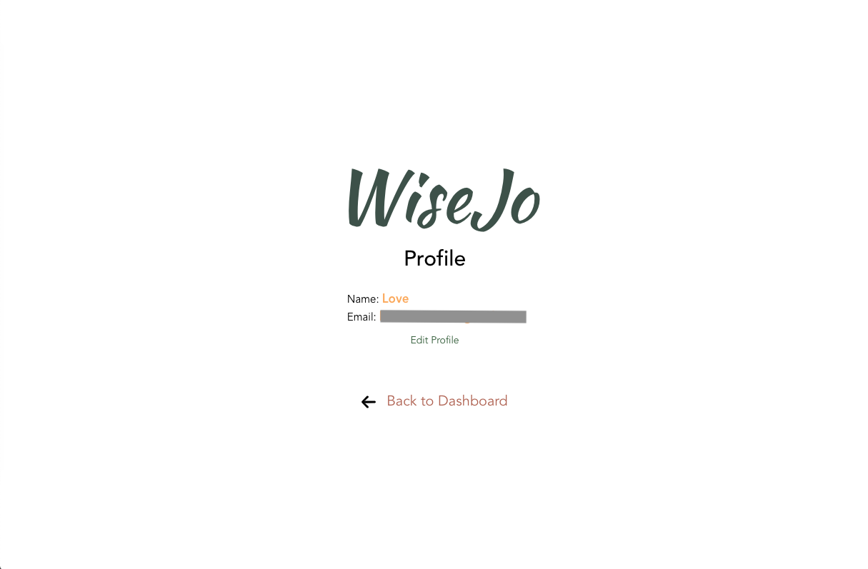 Screenshot of the WiseJo app