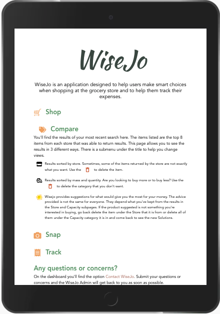 Screenshot of the WiseJo app