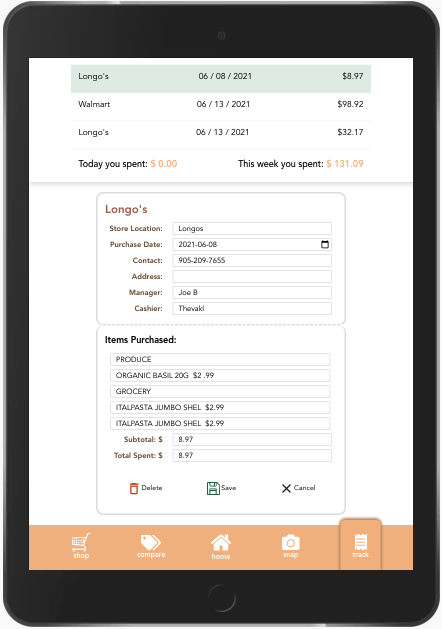 Screenshot of the WiseJo app